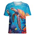 thumbnail image 5 of Nautical Green Sea Turtles Women's Short Sleeve Tops Casual Blouses T Shirt, 5 of 6