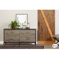 South Shore Valet 4-Drawer Double Dresser, Weathered Oak and Ebony