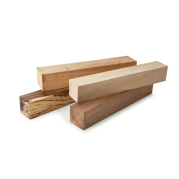 Woodcraft Turner's Pack 2" X 2" X 12" Sycamore Maple Zebrawood Walnut 4 Pc