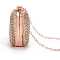 thumbnail image 6 of Womens Chic Evening Clutch Purse PU Leather Woven Shoulder Crossbody Bag Small Totes Satchel with Chain Wedding Party, 6 of 6