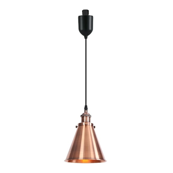 Kiven H-Type Track Lighting, 1-Light Modern Halo Track Pendant Light with Built-in Cable Wrapper, H Track Light Pedant Adjustable Length for Kitchen Shop,Copper Red Finish
