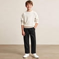 thumbnail image 7 of CPNG Teenagers Boys Straight Wide Leg Pants Drawstring Elastic Waist Corduroy Loose Boys' Pants Sweatpants(Black,12-13 Years), 7 of 7