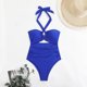 thumbnail image 5 of Karight Women's Halter Neck Backless Criss-Cross One-Piece Swimsuit High Stretch Monokini for Summer Beach and Vacation, 5 of 9
