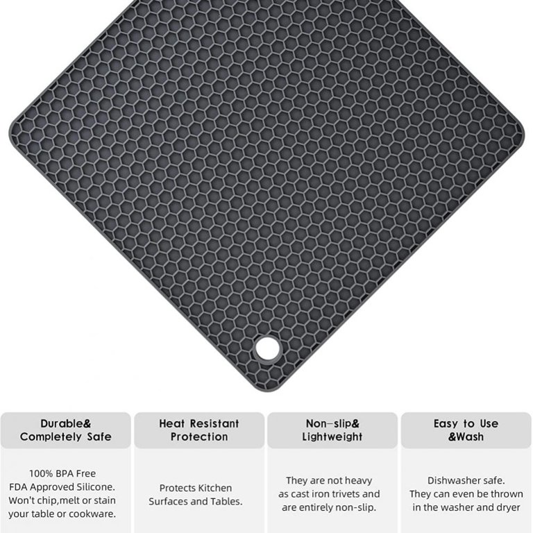 Set of 4 Silicone Trivet Mat Placemat Heat Resistant Non Slip Holder for  Hot Pot