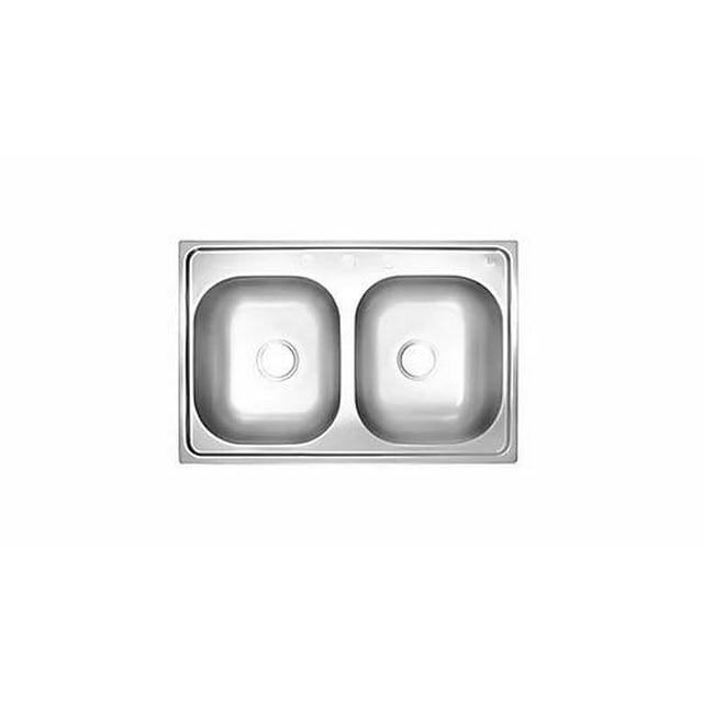 Tarja fregaderode 84 cm (33 pulgadas) Teka 840.560 2C 1 PERF 8" para empotrar de doble tina en acero inoxidable