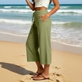 thumbnail image 4 of Textilo Capri Pants for Women High Elastic Waist Wide Leg Capris Pants with Pockets Drawstring Trousers Summer Beach Vacation Flowy Casual Clothing,Light Green S, 4 of 5