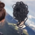 thumbnail image 1 of Bollo De Pelo Ondulado 1 pieza de cabello rizado con clip de garra, extensión de cabello desordenado para dama (negro), 1 of 5