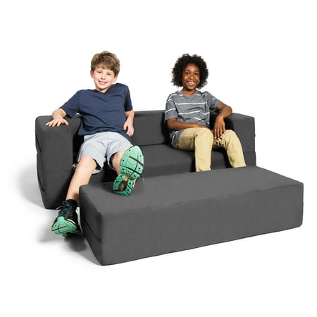 UPC: 0845628077368 | Jaxx Zipline Sofa & Large Ottoman 3 in 1 Fold Out Sofa  Big Kids Edition  Charcoal