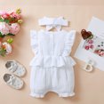 thumbnail image 3 of LAPAKIDS Baby Girls Romper Jumpsuit Bodysuit with Headband Summer Clothes Outfits 12-18 Months, 3 of 7