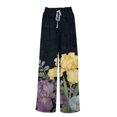 thumbnail image 4 of Endives Women's Linen Pant High Waisted Wide Leg Pant Flower Printed Baggy Loose Pants Spring Summer Trendy Purple, 4 of 6