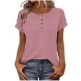 thumbnail image 2 of ClodeEU Women's Summer Print Short Sleeve Crewneck T-Shirt with Button ,Casual Loose Top Hot Pink,Womens Plus XL, 2 of 8
