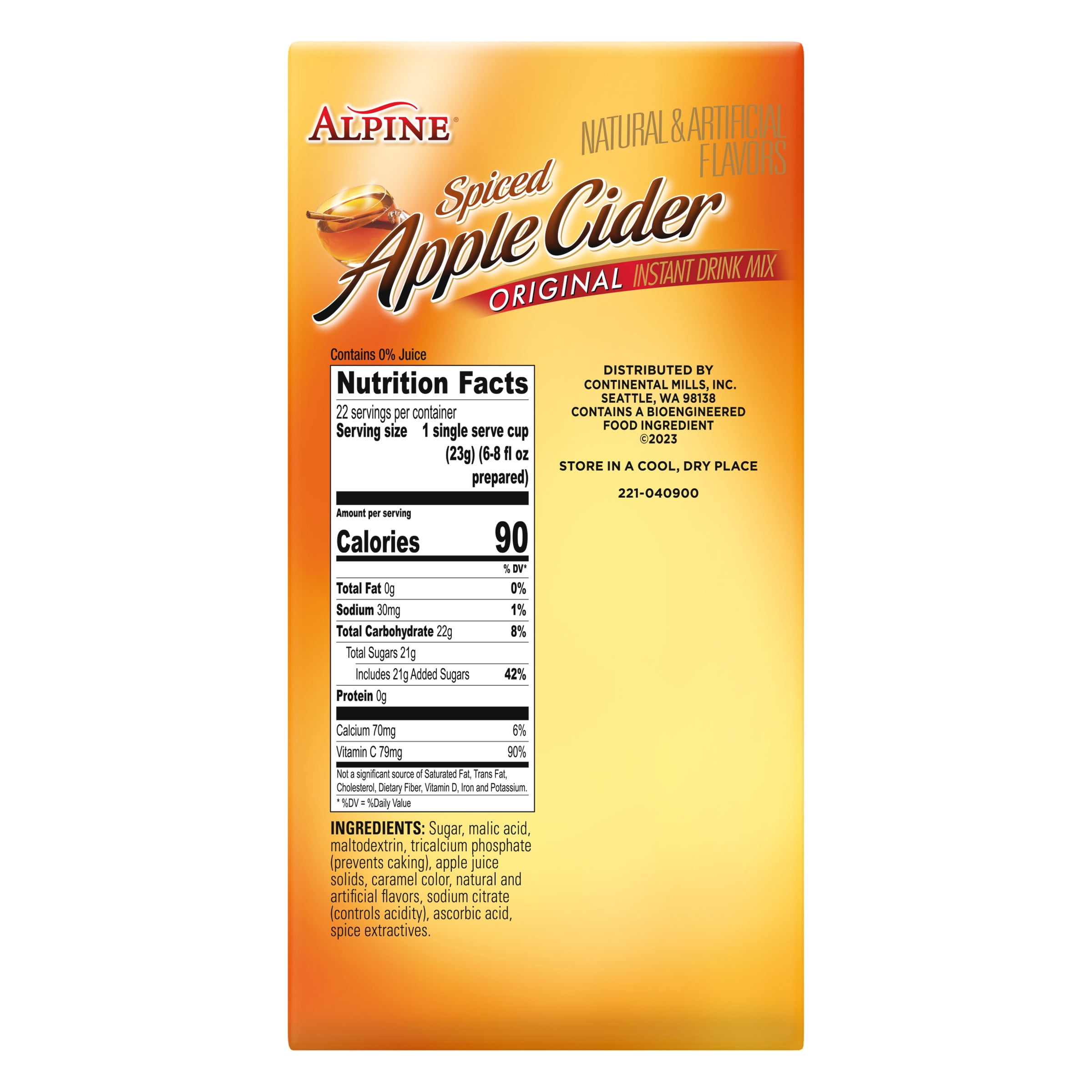 (2 pack) Alpine Spiced Apple Cider Original Instant Drink Mix, 22 Single Serve Cups