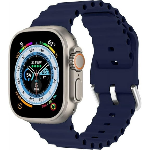 Apple Watch Ultra 1st gen GPS + Cellular 49mm Smart Watch Titanium Case with Blue Ocean Band (One Size) | Certified Refurbished Grade A