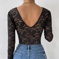 thumbnail image 7 of Daiosportswear Lace Bodysuit for Women Long Sleeve V Neck Body Suits，Shorts for Women, 7 of 7