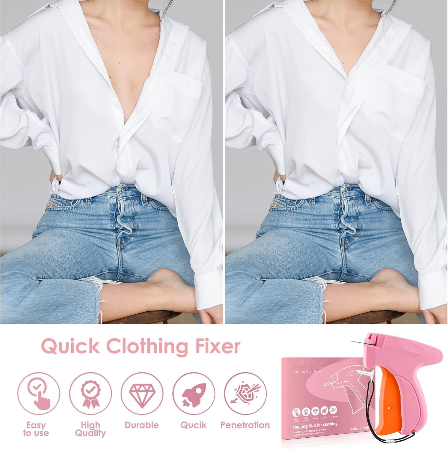 Season Time Stitch Gun Handheld Pink for Clothes 1-Count