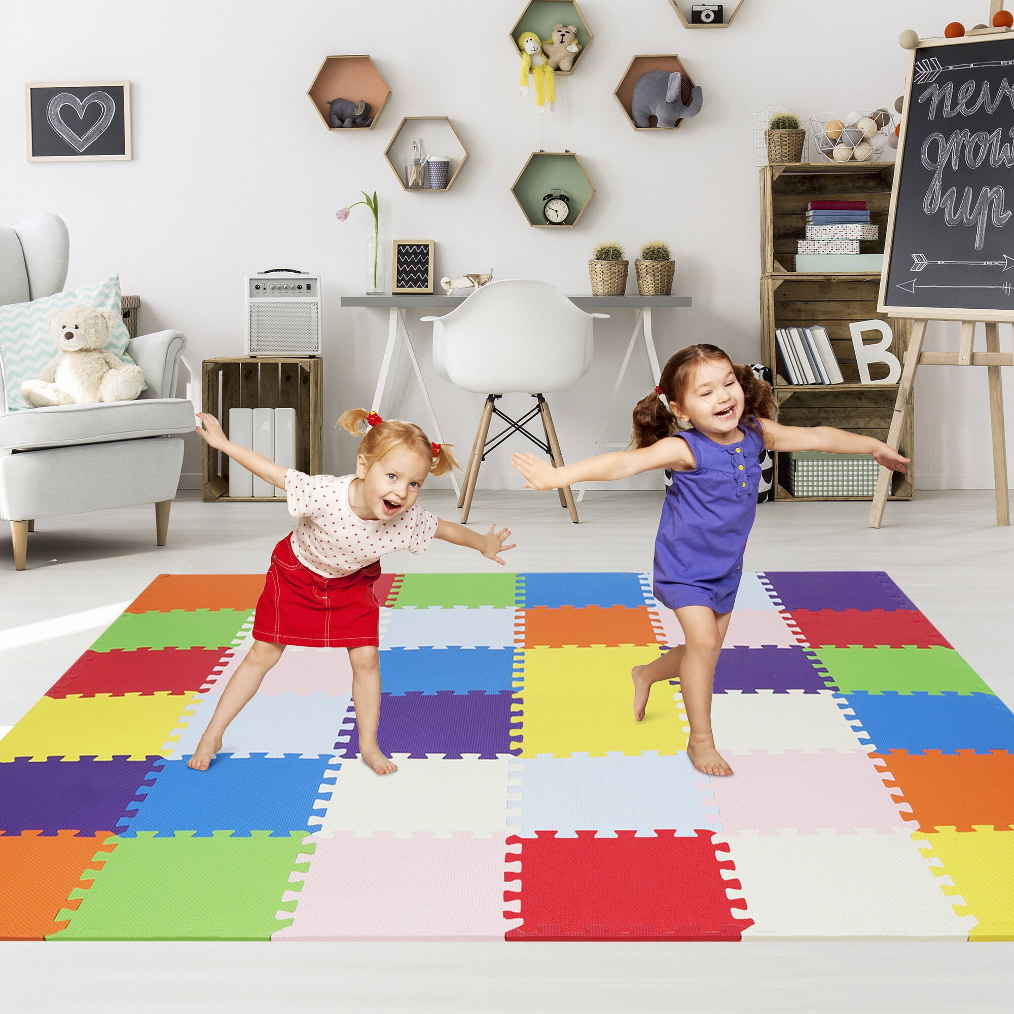 36Pcs Eva Foam Mat Soft Floor Tiles Interlocking Play Kids Baby Mats Gym 30X30cm 