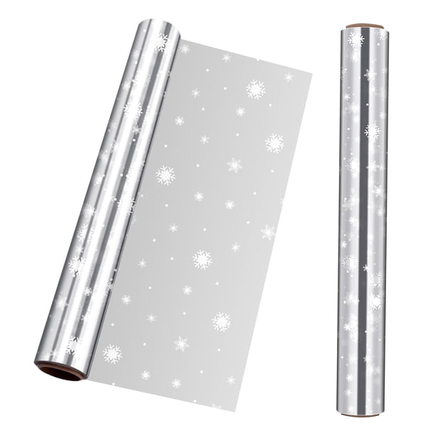 Rollo de celofán STOBOK de 3 milésimas de pulgada de grosor, decorado con copos de nieve, ideal para envolver cestas de regalo y manualidades (3000 x 80 cm).