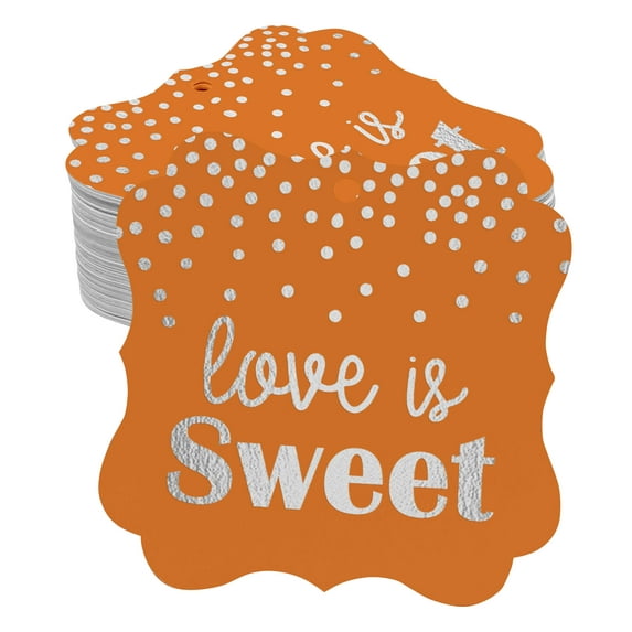 Inkdotpot Hang Tags Love Is Sweet Wedding Favor Bracket Shape Gift Tags Real Silver Foil Bonbonniere Tag Pack Of 50