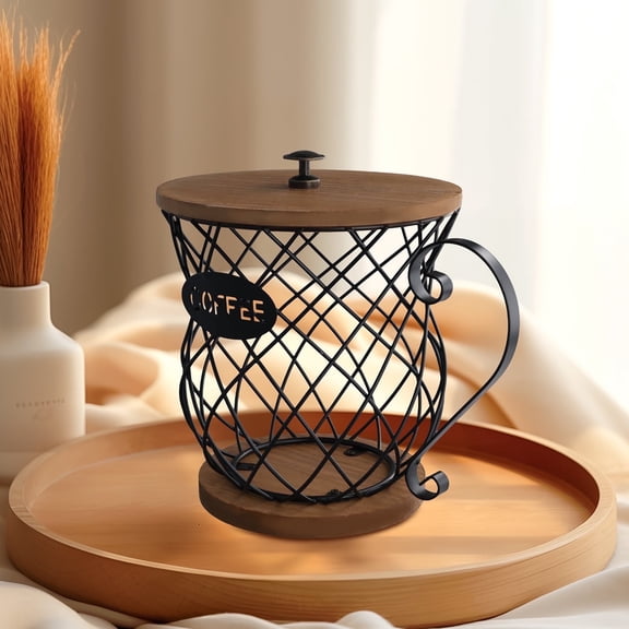 Txkrhwa Coffee Pod Holder with Lid, Large Capacity Black K Cup Holder Organizer for Counter, Coffee Bar Accessories Decor Station for Pods, Espresso, Capsules, Creamer