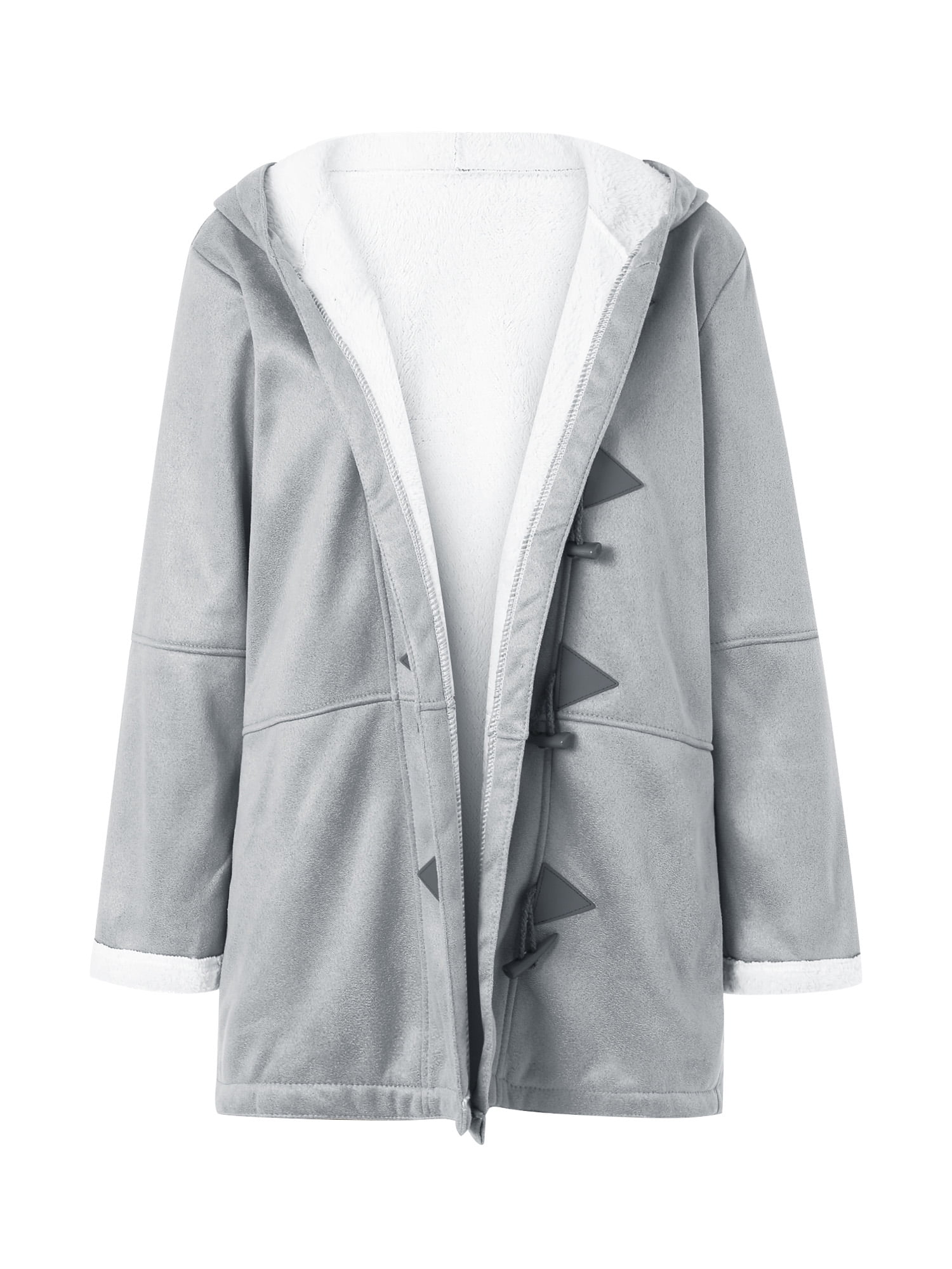 Fuzzy Fleece Pea Coat Winter Zip Up 