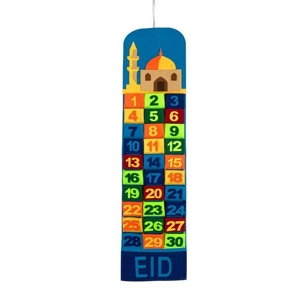 Calendario colgante de Ramadán, calendario colgante de Ramadán, calendario de pared de cuenta regresiva, bolsa de almacenamiento, calendario de cuenta
