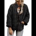 thumbnail image 3 of Chaquetas Acolchadas para Mujer, Informales, de Cuello Alto, Larga, Abrigos de Invierno Extragrandes con Cremallera Negro L, 3 of 7