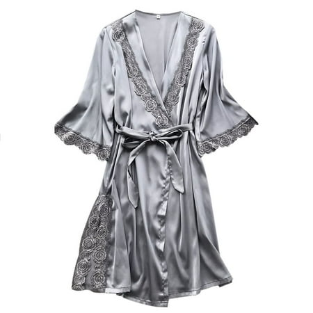 Clearance!Ukumplol robes for women bath robe Women Fashion Sexy Sleepwear Lingerie Lace Belt Underwear Nightdress bathrobe for women womens robes