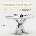 thumbnail image 6 of 47" Modern Faux Marble Console Table, Rectangular Top & X-Shaped Stainless Steel Base, Narrow Entryway Table for Entrance, Hallway, Foyer, or Living Room, 6 of 8