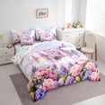 thumbnail image 3 of Homewish Cartoon Castle 7-Piece Bedding Comforter Set,Rustic Flower Floral King Bedding Sets,Pink Purple Bed Sheets For Girl,Luxury Bedroom Decor Reversible, 3 of 8
