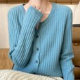 thumbnail image 4 of Fmbrln Womens Knitted Cardigan Sweaters Fashion Long Sleeve V Neck Button Cardigans Tops Casual Loose Solid Color Cardigan Coat Light Blue L, 4 of 5