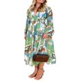thumbnail image 4 of PENGXIANG Femmes Boho Floral Midi Robe Puff Sleeve V Cou Smocked Robes Longues Flowy Couches Robes d'Été, 4 of 9