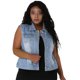 thumbnail image 3 of Chaleco Denim Bolsillos de pecho único Pecho Chaleco Denim TalGrande PaMujer Azul Cielo 1X, 3 of 6