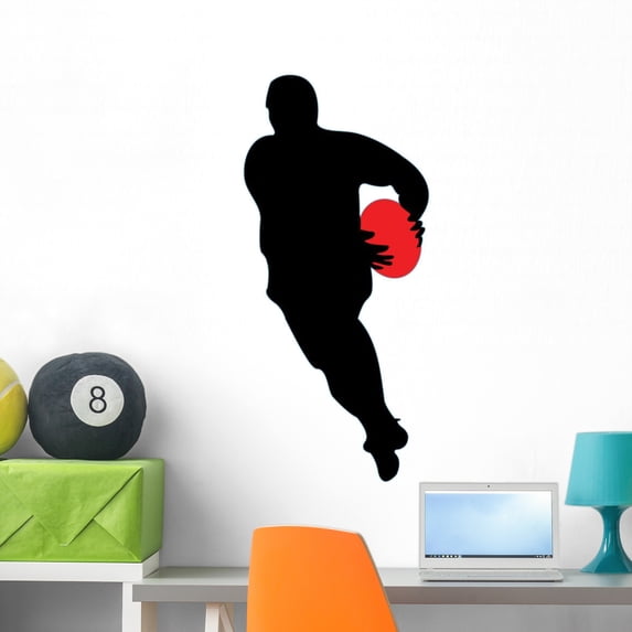 Rugby Silhouette Wall Decal by Wallmonkeys Peel and Stick Graphic (36 in H x 25 in W) WM138910