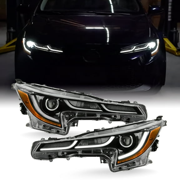 AKKON - For 2020  Toyota Corolla  L / LE America Built Model LED Projector Pair Headlights Housing - Black
