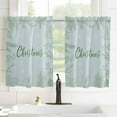 thumbnail image 3 of Teal Christmas Kitchen Curtains 54 Inches Long, Xmas Pine Needles Berries Snowflake Rod Pocket Window Curtains Panels for Bedroom/Bathroom/Nursery, Light Filtering Treatment Curtains Drapes 42"x54", 3 of 5