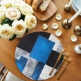 thumbnail image 2 of Blue Blavk Grey Round Placemats Set of 8 for Dinning Tables,Heat-proof Braided Table Mats 13 Inch,White Abstract Art Gradient Modern Art Washable Place Mat for Kitchen Restaurant Party Table Decor, 2 of 9