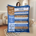 thumbnail image 2 of Blue Inspirational Flannel Blanket A Token Of Encouragement For Son Ideal For Sofa Bed Travel Camping For Family Friends Shipped From USA, 2 of 9