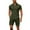 Army Green, variant on Men's Summer Zipper Short Sleeved Casual Shorts Suit with Surf-themed Tropical Print, Loose-fit for Surfing, Lightweight Fabric