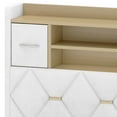 thumbnail image 6 of DEXTRUS Queen Size Bed Frame with Storage & Power Outlets, PU Leather Bed Frame with LED Lights, White, 6 of 8