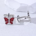thumbnail image 2 of Gemelos con diseño de mariposa roja para hombre, esmaltados y cristales, 2 of 3