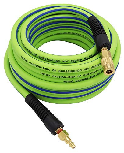 Kink Resistant Bend Restrictors Blue All-Weather Flexibility with 1/4-Inch Industrial Quick Coupler Fittings Lightweight YOTOO Hybrid Air Hose 1/4-Inch by 50-Feet 300 PSI Heavy Duty 