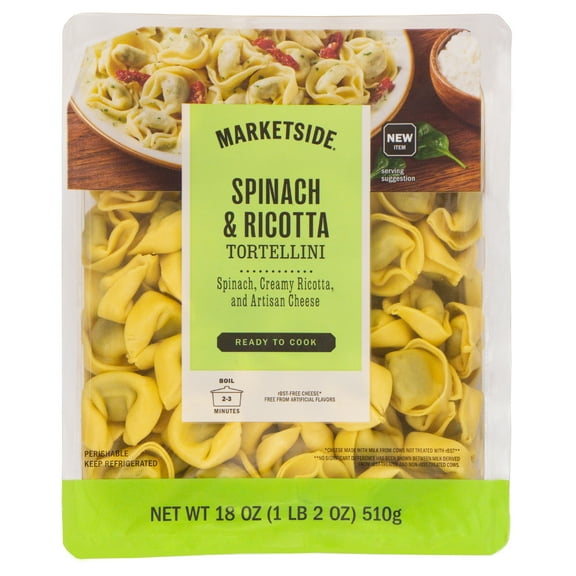 Marketside Spinach and Ricotta Tortellini, No Artificial Ingredients, 18 oz Tray