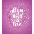 thumbnail image 3 of Love Queen Size Duvet Cover Set, Valentines Day Concept Abstract Floral Wreath Brush Font Paint Splashes Grunge Look, Decorative 3 Piece Bedding Set with 2 Pillow Shams, Fuchsia White, by Ambesonne, 3 of 3