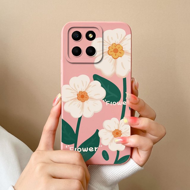 Case For Honor X6 X6S X6A Flower Soft Liquid Silicone Square Lens Protection Back Cover For Huawei Honor X 6 X6 S A Coque Bumper