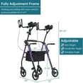 thumbnail image 3 of ELENKER Stand up Folding Rollator Walker, Aluminum Upright Rollator Walker with Seat and Backrest for Seniors, Purple, 3 of 6