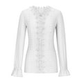 thumbnail image 6 of Uaswgudfs Womens Tops V Neck Long Sleeve Shirts for Women Fall Fashion Eyelet Tunics Casual White Blouses XXL, 6 of 8