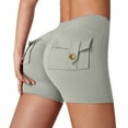 thumbnail image 2 of YVNAURA Womens Scrunch Workout Shorts with Pockets High Waisted Biker Shorts Butt Lifting Tummy Control Yoga Gym Booty Shorts 4 Way Stretch Running,Grey,L, 2 of 9