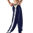 thumbnail image 4 of Bamboohart Men‘s Tear Away Pants  Loose Fit Basketball Pants High Split Snap Button Sweatpants, 4 of 7