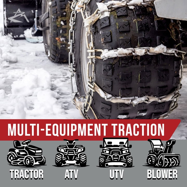 The ROP Shop Pair of 2 Link Tire Chains 18x8.5x8, 16x7.5x8 for
