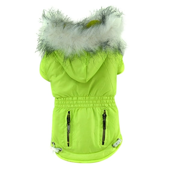 Stylish Light Green Winter Dog Coat with Zipper, Warm Cold Weather Jacket for Puppies and Dogs, Size Medium